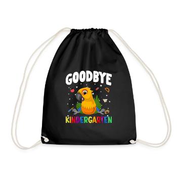 Goodbye Kindergarten Papagei Einschulung Schule - Turnbeutel - Schwarz - Vorne