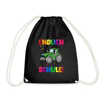 Endlich Schule Traktor 1. Klasse - Turnbeutel - Schwarz - Vorne