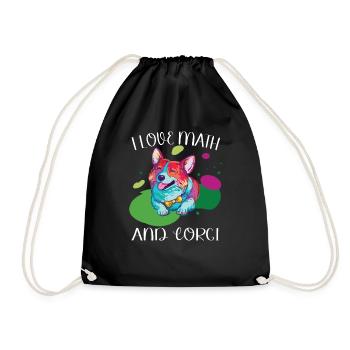 Ich Liebe Mathematik Und Corgi Fluffy Dog Breed - Turnbeutel - Schwarz - Vorne