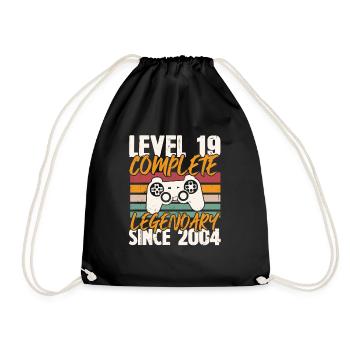 Birthday Gift, Level 19 Complete 2004 - Drawstring Bag - black - Front