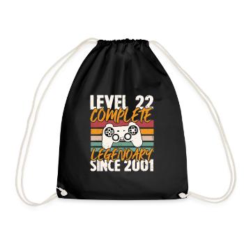 Birthday Gift, Level 22 Complete 2001 - Drawstring Bag - black - Front