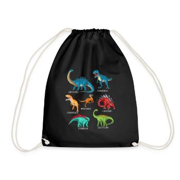 My Dinosaur Alphabet Kids Species Dino A-Z - Drawstring Bag - black - Front