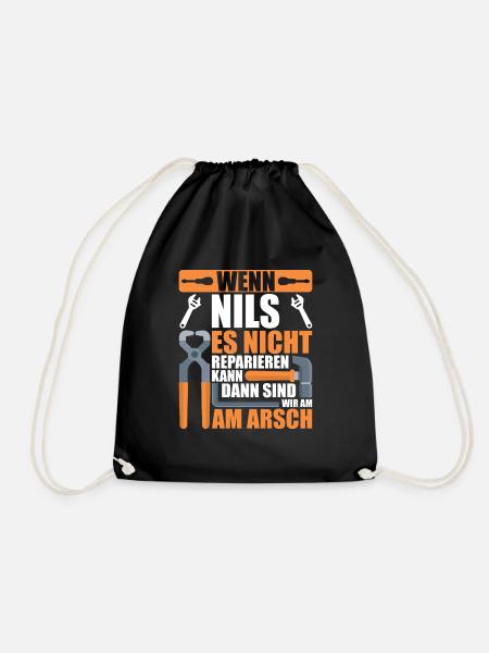 Vorname Nils Name Geburtstag Geschenk - Turnbeutel - Schwarz