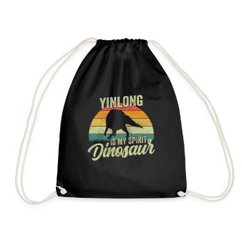 Yinlong Dinosaurier Kinder Dino Geschenk - Turnbeutel - Schwarz - Vorne