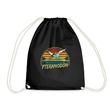 Pteranodon Dinosaur Children Dino Gift - Drawstring Bag - black - Front