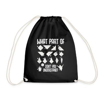Origami Japanese Art Folding Crane Paper - Drawstring Bag - black - Front