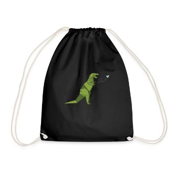 Origami Japanese Art Folding Crane Paper - Drawstring Bag - black - Front