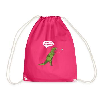 Origami Japanese Art Folding Crane Paper - Drawstring Bag - fuchsia - Front