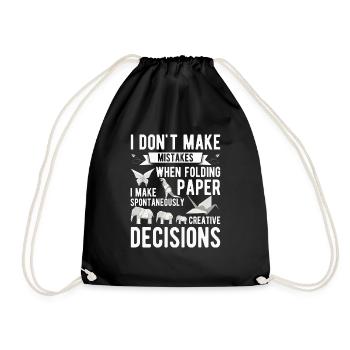 Origami Japanese Art Folding Crane Paper - Drawstring Bag - black - Front