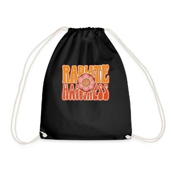 Radiate Happiness Rainbow Hippies Love Gift - Drawstring Bag - black - Front