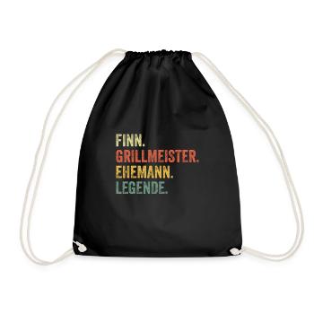 Finn Grillmeister Ehemann Vorname Grillen - Turnbeutel - Schwarz - Vorne