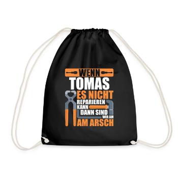 Vorname Tomas Name Geburtstag Geschenk - Turnbeutel - Schwarz - Vorne