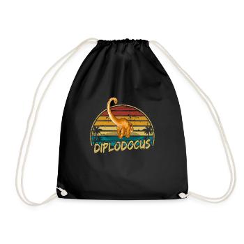 Diplodocus Dinosaurier Kinder Dino Geschenk - Turnbeutel - Schwarz - Vorne
