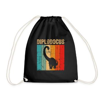 Diplodocus Dinosaurier Kinder Dino Geschenk - Turnbeutel - Schwarz - Vorne