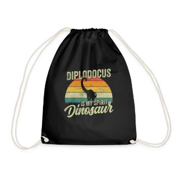 Diplodocus Dinosaurier Kinder Dino Geschenk - Turnbeutel - Schwarz - Vorne