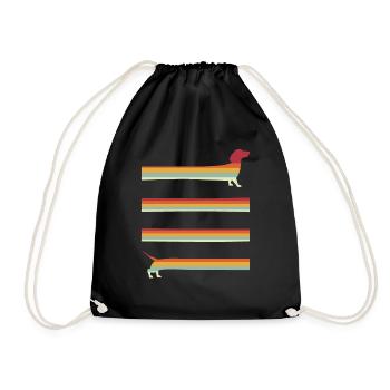 Long Wiener Dog Retro Dachshund - Drawstring Bag - black - Front