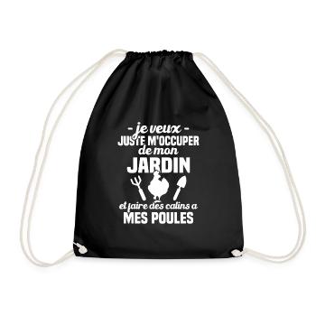 M'occuper de mon jardin, Cadeau jardinier poules - Sac de sport léger - noir - Devant