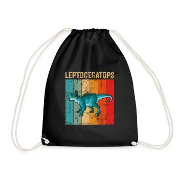 Leptoceratops Dinosaur Children Dino Gift - Drawstring Bag - black - Front