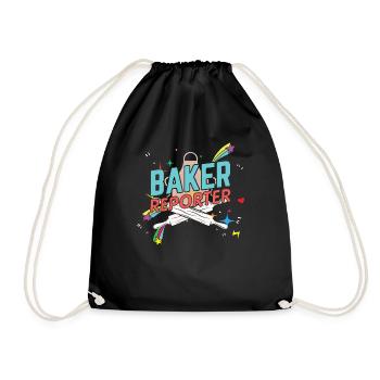 Baker Reporter Cook Chef Cookies Christmas Dough - Drawstring Bag - black - Front