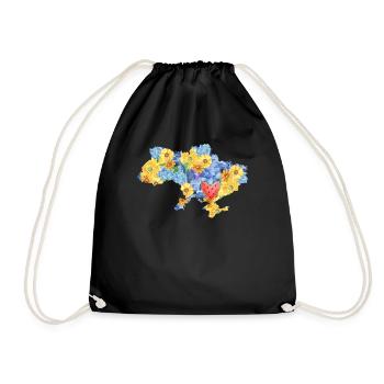Ukrainian city of Kherson contour map - Drawstring Bag - black - Front