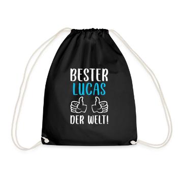 Lucas Vorname Name Geburtstag - Turnbeutel - Schwarz - Vorne