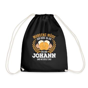 Johann Vorname Name Geburtstag Bier saufen - Turnbeutel - Schwarz - Vorne