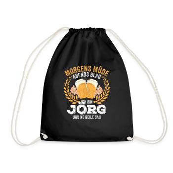 Jörg Vorname Name Geburtstag Bier saufen - Turnbeutel - Schwarz - Vorne
