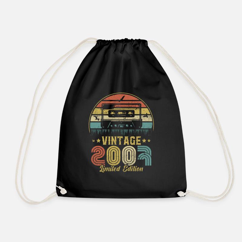 Vintage cassette 2007 - Drawstring Bag - black