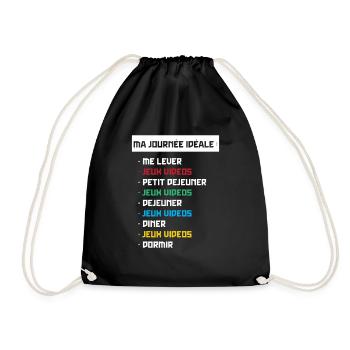 T shirt geek ma journée idéale - Sac de sport léger - noir - Devant