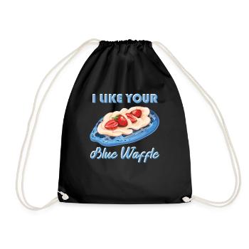 I like your blue waffle cookies strawberries - Drawstring Bag - black - Front