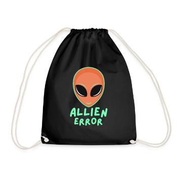 Alien Error Face Galaxy Creature Joke Humor - Drawstring Bag - black - Front