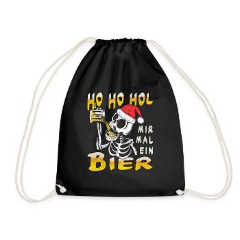 Ho Ho Hol Bier Weihnachtsgeschenk - Turnbeutel - Schwarz - Vorne