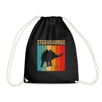 Stegosaurus Dinosaur Children Dino Gift - Drawstring Bag - black - Front