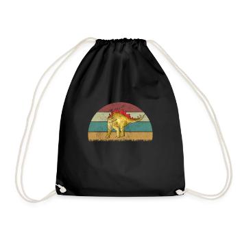 Stegosaurus Dinosaur Children Dino Gift - Drawstring Bag - black - Front