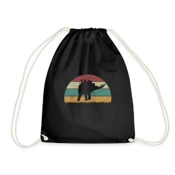 Stegosaurus Dinosaur Children Dino Gift - Drawstring Bag - black - Front