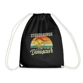 Stegosaurus Dinosaur Children Dino Gift - Drawstring Bag - black - Front