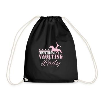Crazy Horse Vaulting Lady Funny Horse Vaulting - Drawstring Bag - black - Front