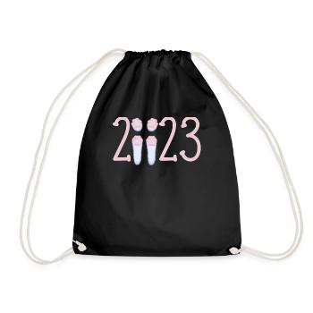 Christmas 2023 Year of the Rabbit Pink Paws - Drawstring Bag - black - Front