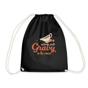 No one puts sauce in the corner of dinner - Drawstring Bag - black - Front