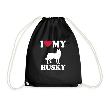Husky Dog Dog Propriétaire de chien - Sac de sport léger - noir - Devant