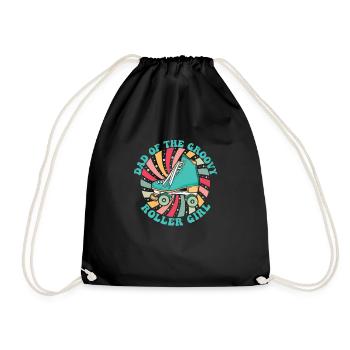 Groovy Roller Skates For Retro Quad Skating - Drawstring Bag - black - Front