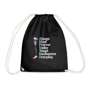 Leg surgery wheelchair lost leg - Drawstring Bag - black - Front