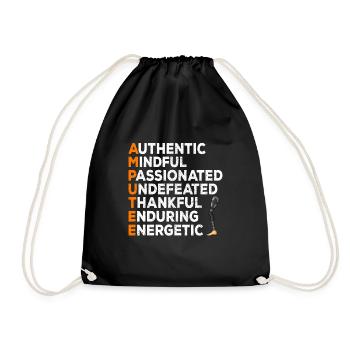 Leg surgery wheelchair lost leg - Drawstring Bag - black - Front