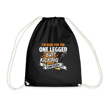 Leg surgery wheelchair lost leg - Drawstring Bag - black - Front