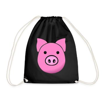 Pig sweet Pigs Kawaii Animal 5 - Drawstring Bag - black - Front