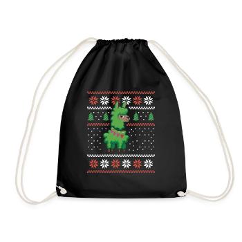 Lama Alpaka Weihnachtsoutfit - Turnbeutel - Schwarz - Vorne