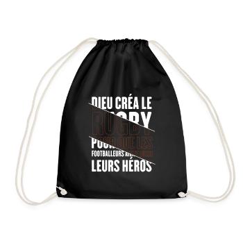 Dieu créa le rugby humour sport - Sac de sport léger - noir - Devant