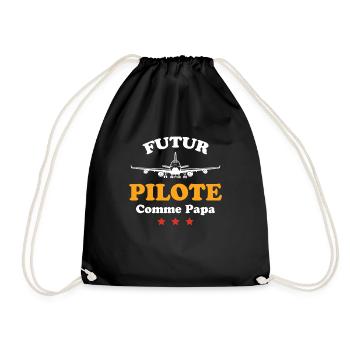 Futur pilote comme papa humour cadeau - Sac de sport léger - noir - Devant