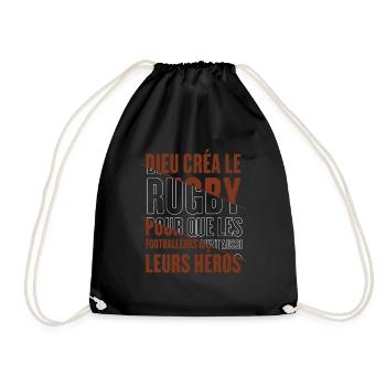 Dieu créa le rugby humour sport - Sac de sport léger - noir - Devant