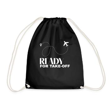 Ready for take-off flight The plane map excursion - Drawstring Bag - black - Front